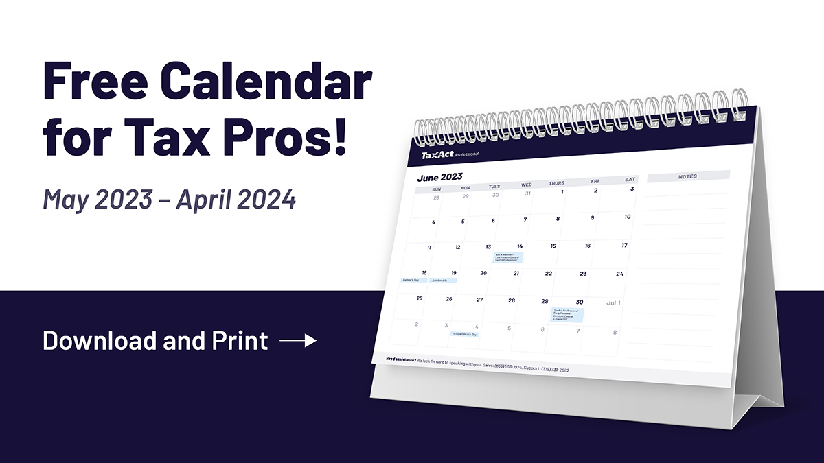 FREE Downloadable Tax Calendar